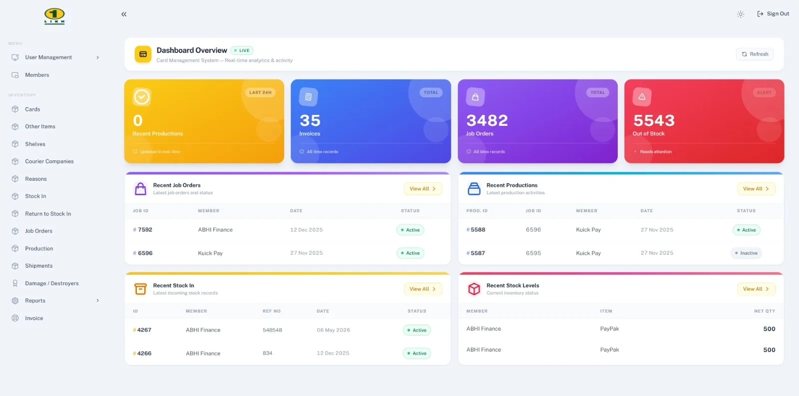 1Link portal — reporting module